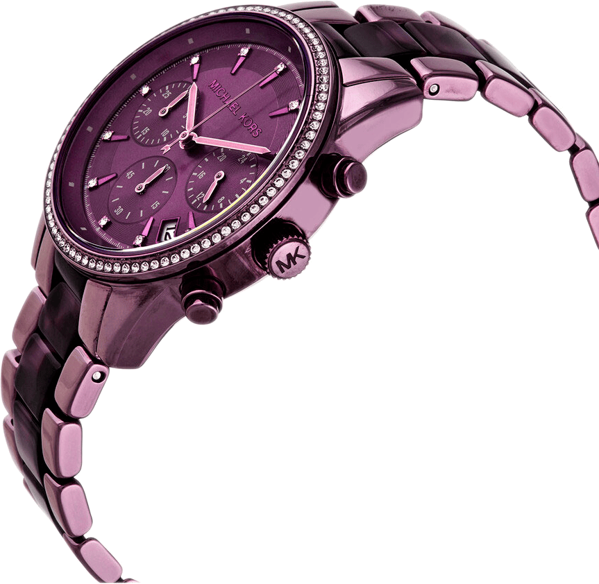 Michael Kors Ritz Chronograph Purple Dial Purple Steel Strap Watch For Women - MK6720