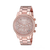 Michael Kors Ritz Chronograph Rose Gold Dial Rose Gold Steel Strap Watch for Women - MK6357