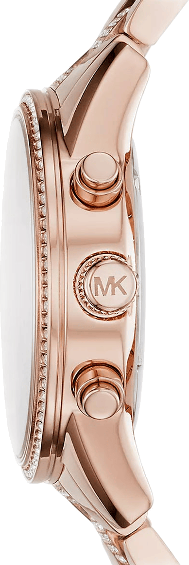 Michael Kors Ritz Chronograph Rose Gold Dial Rose Gold Steel Strap Watch For Women - MK6485
