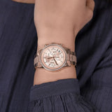 Michael Kors Ritz Chronograph Rose Gold Dial Rose Gold Steel Strap Watch For Women - MK6598