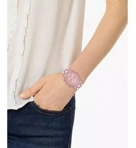 Michael Kors Ritz Chronograph Rose Gold Dial Rose Gold Steel Strap Watch For Women - MK6753