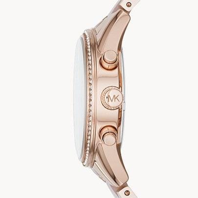 Michael Kors Ritz Chronograph Rose Gold Dial Two Tone Steel Strap Watch for Women - MK6307