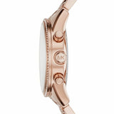 Michael Kors Ritz Chronograph Rose Gold Dial Rose Gold Steel Strap Watch For Women - MK6485