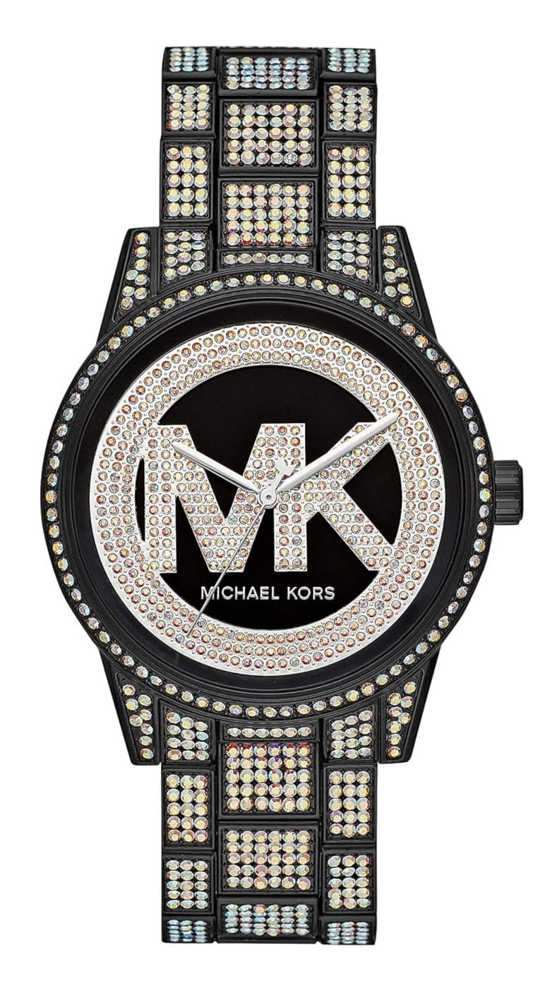 Michael Kors Ritz Crystals Black Dial Two Tone Steel Strap Watch for Women - MK6733