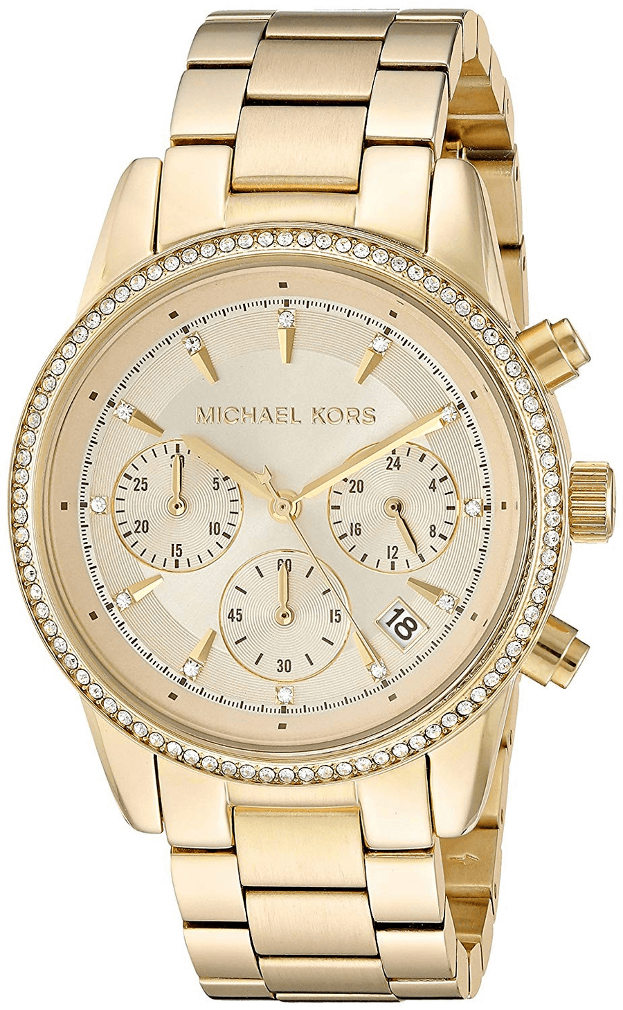 Michael Kors Ritz Gold Dial Gold Steel Strap Watch for Women - MK6356
