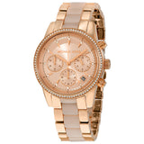 Michael Kors Ritz Chronograph Rose Gold Dial Two Tone Steel Strap Watch for Women - MK6307