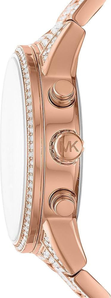 Michael Kors Ritz Three-Hand Glitz Rose Gold Dial Rose Gold Steel Strap Watch for Women - MK6748