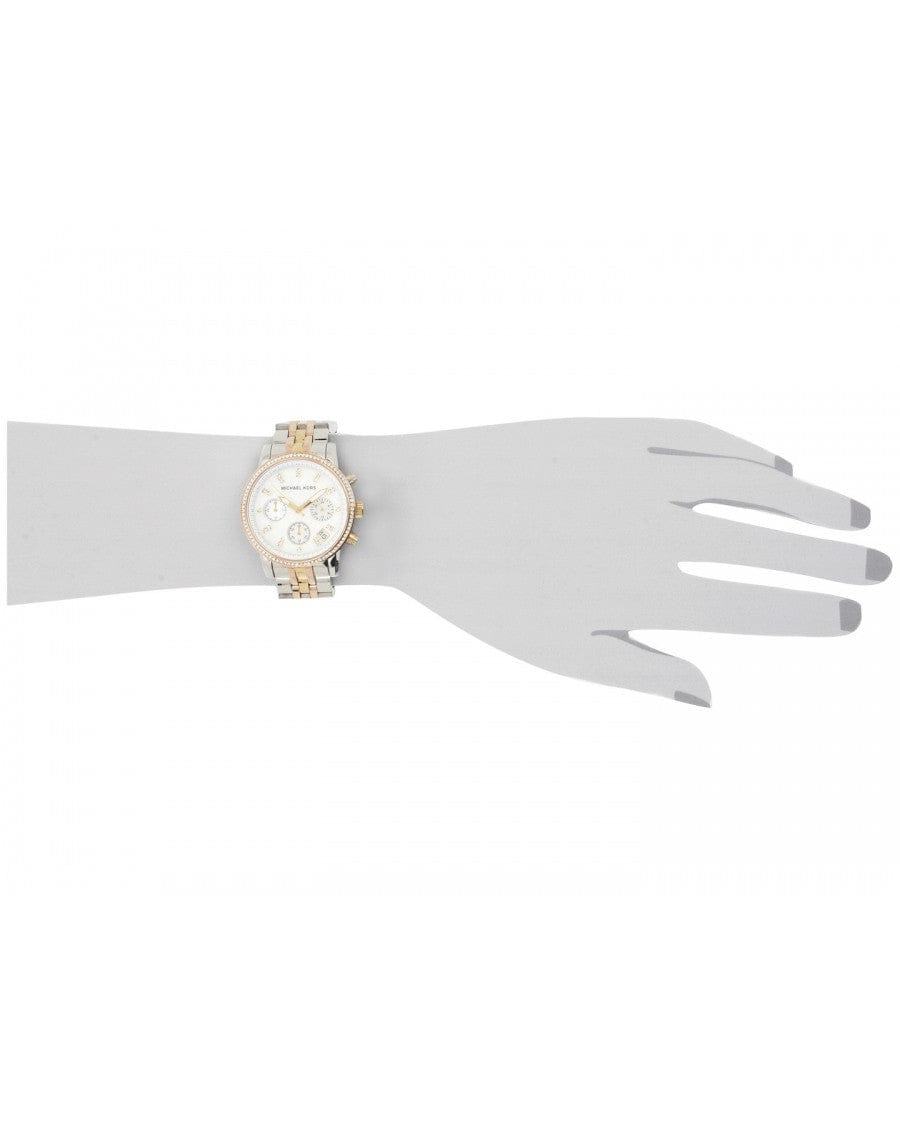 Michael Kors Ritz White Dial Two Tone Steel Strap Watch for Women - MK5650