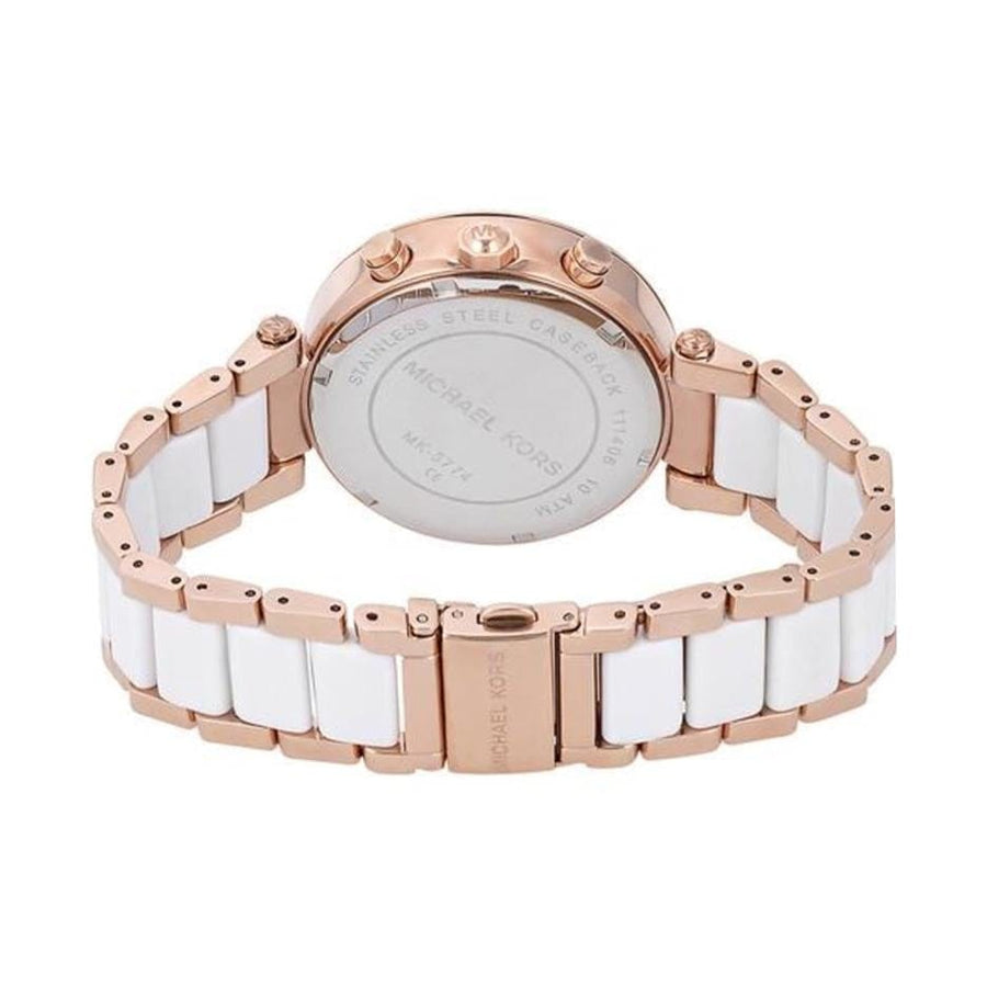 Michael Kors Ritz White Dial Two Tone Steel Strap Watch for Women - MK6324