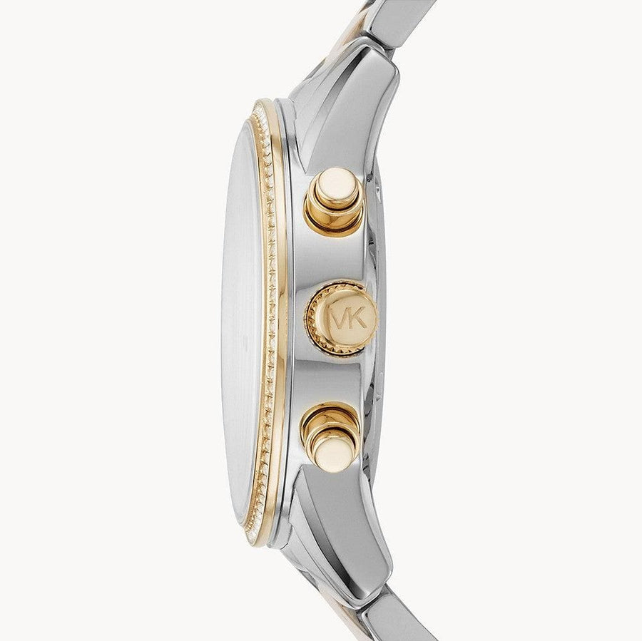 Michael Kors Ritz White Dial Two Tone Steel Strap Watch for Women - MK6474