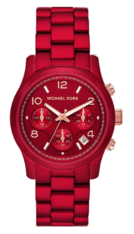 Michael Kors Runway Analog Chronograph Red Dial Red Steel Strap Watch for Women - MK7436