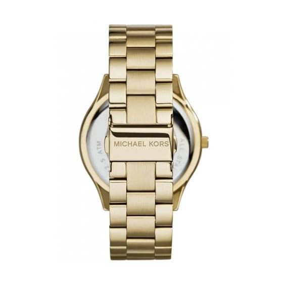 Michael Kors Runway Black Dial Gold Steel Strap Watch for Women - MK3478