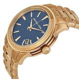 Michael Kors Runway Blue Dial Rose Gold Stainless Steel Strap Watch for Women - MK7065