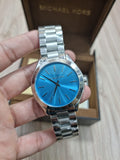 Michael Kors Runway Blue Dial Silver Steel Strap Watch for Women - MK3292