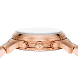 Michael Kors Runway Chronograph Pink Dial Rose Gold Steel Strap Watch For Women - MK7352