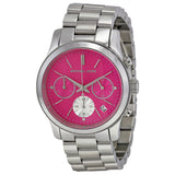 Michael Kors Runway Chronograph Pink Dial Silver Steel Strap Watch for Women - MK6160