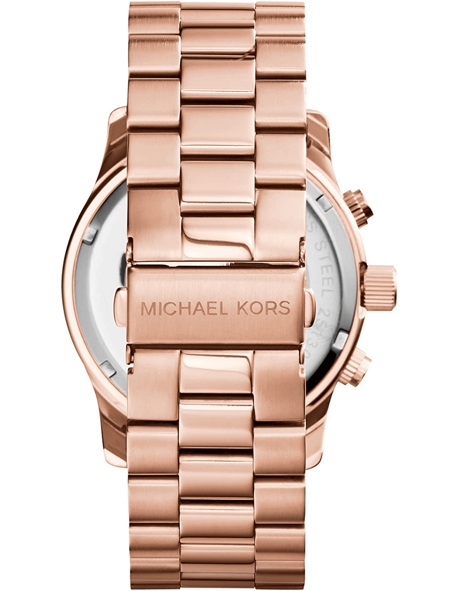 Michael Kors Runway Chronograph Rose Gold Dial Rose Gold Steel Strap Watch for Men - MK8096