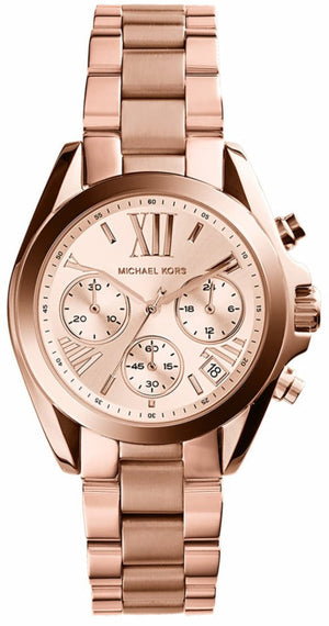 Michael Kors Runway Chronograph Rose Gold Dial Rose Gold Steel Strap Watch For Women - MK5778