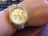 Michael Kors Runway Gold Dial Gold Steel Strap Watch for Women - MK5826