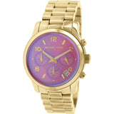 Michael Kors Runway Iridescent Pink Dial Gold Steel Strap Watch for Women - MK5939