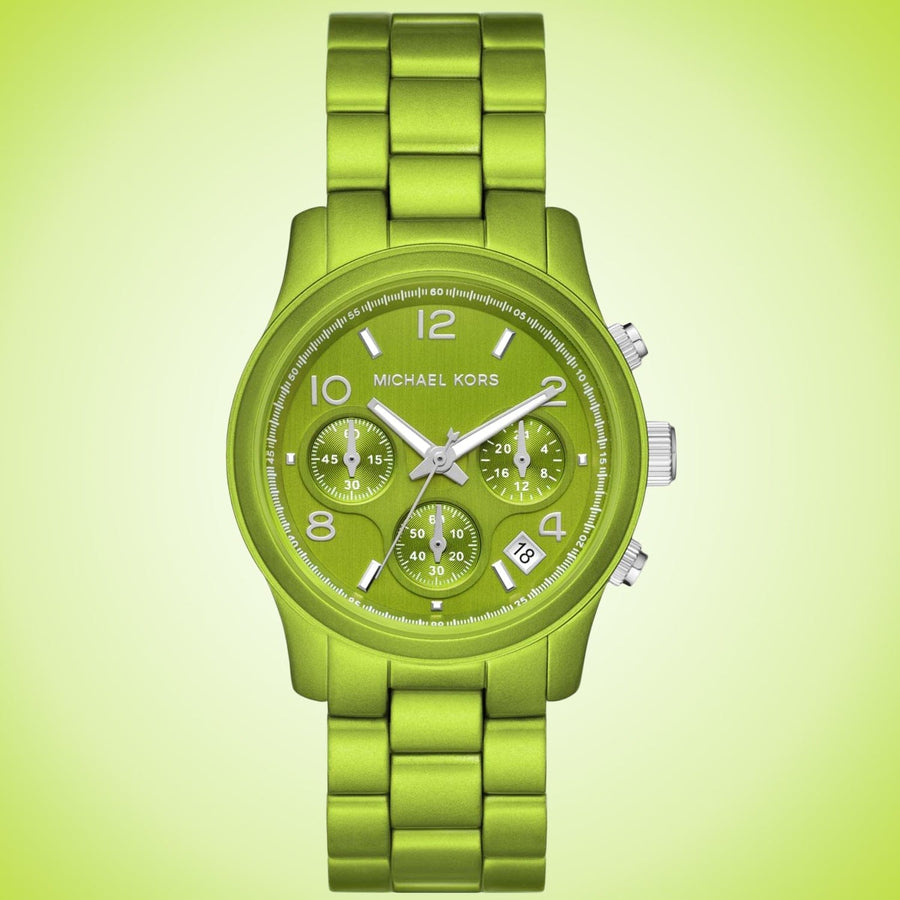 Michael Kors Runway Limited Edition Green Dial Green Steel Strap Watch for Women - MK7480LE