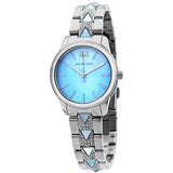 Michael Kors Runway Mercer Quartz Mother of Pearl Blue Dial Silver Steel Strap Watch For Women - MK6857