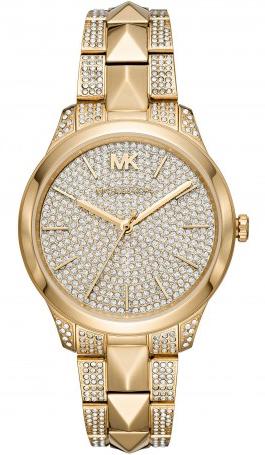 Michael Kors Runway Mercer Crystals Silver Dial Gold Steel Strap Watch For Women - MK6715