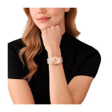 Michael Kors Runway Chronograph Rose Gold Dial Rose Gold Steel Strap Watch For Women - MK7324