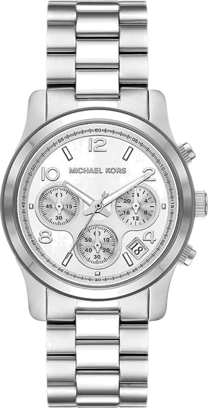 Michael Kors Runway Chronograph Silver Dial Silver Steel Strap Watch For Women - MK7325