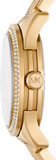 Michael Kors Runway Three Hand Green Dial Gold Steel Strap Watch For Women - MK7390