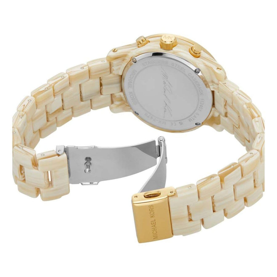 Michael Kors Runway Pavé Chronograph White Dial White Acetate Strap Watch for Women - MK7476