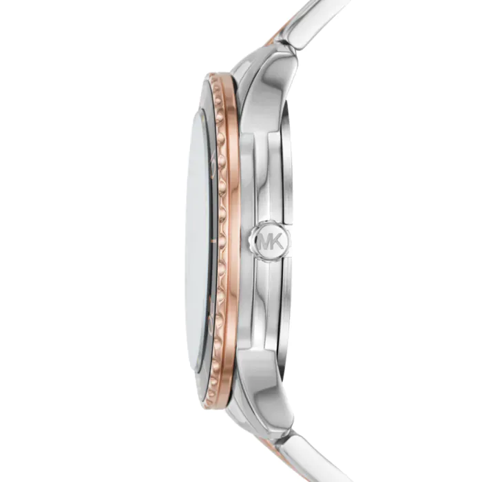 Michael Kors Runway Quartz Black Dial Two Tone Steel Strap Watch For Women - MK6960