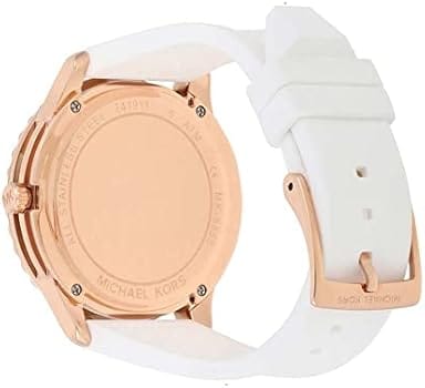 Michael Kors Runway Quartz White Dial White Rubber Strap Watch For Women - MK6853