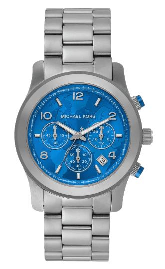 Michael Kors Runway Stop Hunger Blue Dial Silver Steel Strap Watch for Women - MK7427
