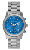 Michael Kors Runway Stop Hunger Blue Dial Silver Steel Strap Watch for Women - MK7427