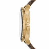 Michael Kors Runway Quartz Black Dial Brown Leather Strap Watch For Women - MK6979