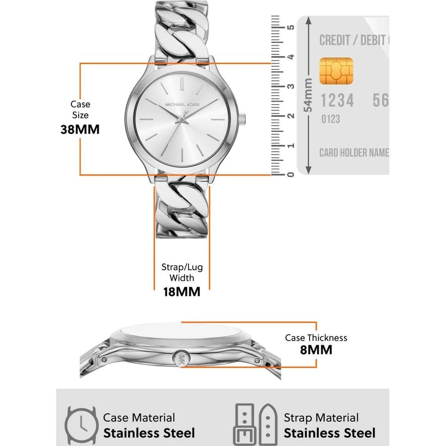 Michael Kors Runway Three-Hand Silver Dial Silver Steel Strap Watch for Women - MK7474