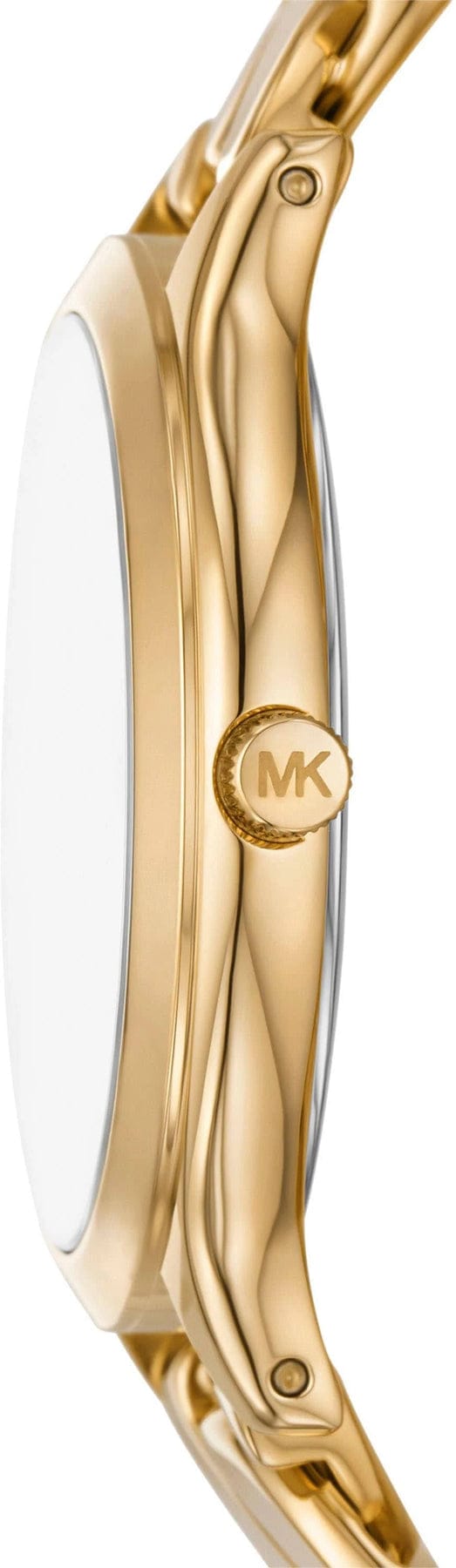 Michael Kors Runway Three-Hand White Dial Gold Steel Strap Watch for Women - MK7472