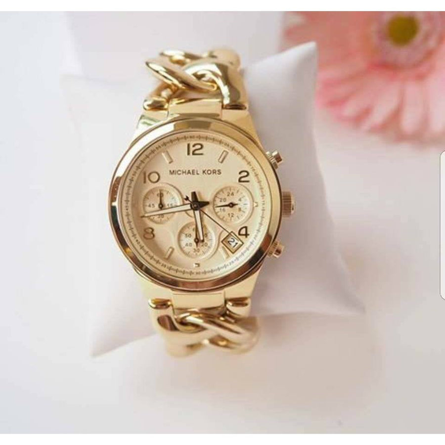 Michael Kors Runway Twist Gold Dial Gold Stainless Steel Strap Watch for Women - MK3131