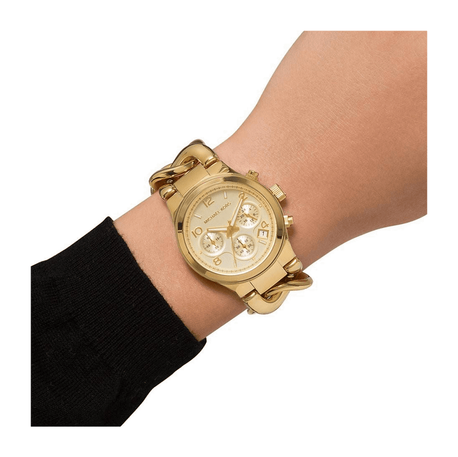 Michael Kors Runway Twist Gold Dial Gold Stainless Steel Strap Watch for Women - MK3131