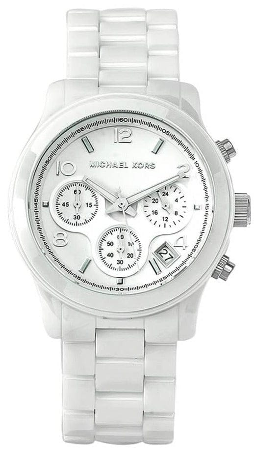 Michael Kors Runway White Ceramic Dial White Steel Strap Watch for Women - MK5161