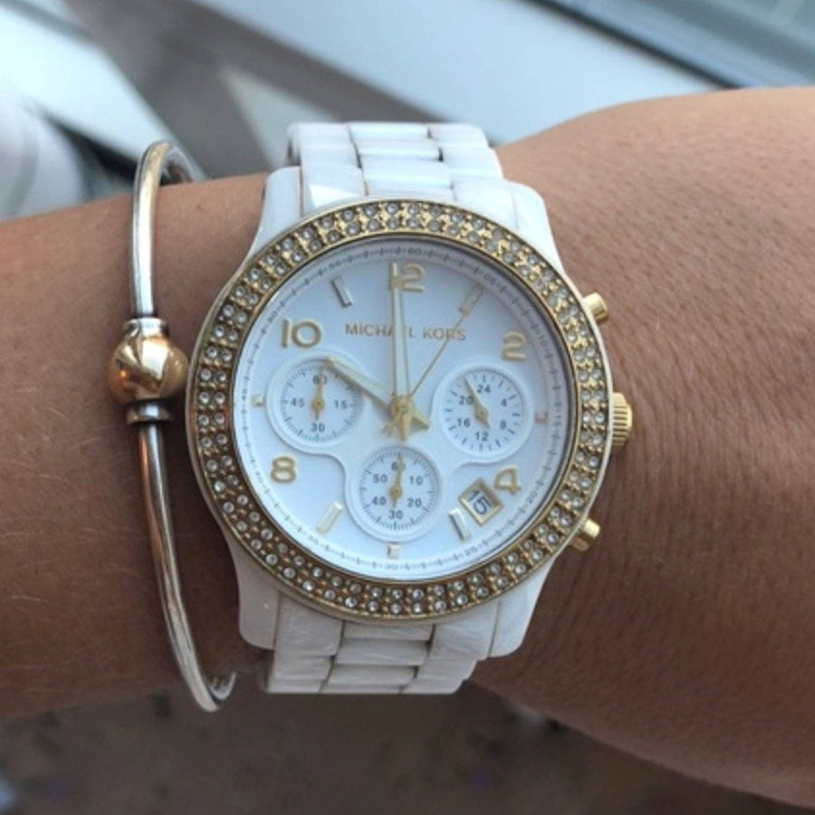Michael Kors Runway White Dial White Steel Strap Watch for Women - MK5237