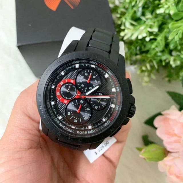 Michael Kors Ryker Chronograph Black Dial Black Steel Strap Watch For Men - MK8529