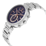 Michael Kors Sawyer Navy Blue Dial Silver Steel Strap Watch for Women - MK6224