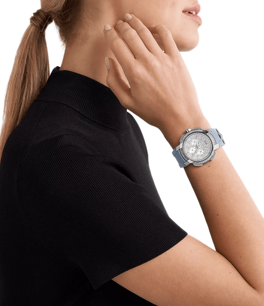 Michael Kors Sidney Chambray Multifunction Blue Dial Blue Silicone Strap Watch For Women - MK7220