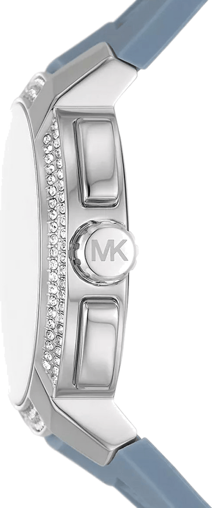 Michael Kors Sidney Multifunction Crystals Silver Dial Blue Rubber Strap Watch for Women - MK7220