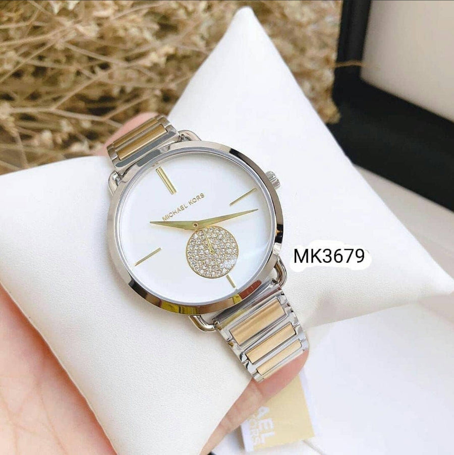 Michael Kors Silver Dial Two Tone Steel Strap Watch for Women - MK3679