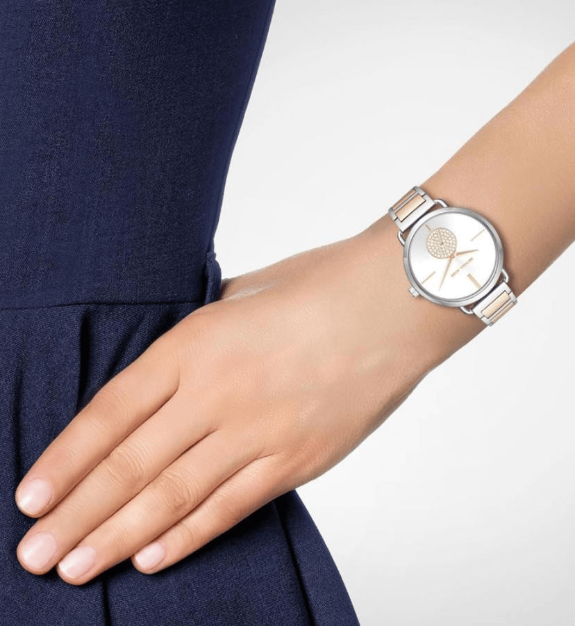 Michael Kors Silver Dial Two Tone Steel Strap Watch for Women - MK3679