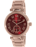 Michael Kors Skylar Maroon Dial Rose Gold Steel Strap Watch for Women - MK6086