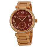 Michael Kors Skylar Maroon Dial Rose Gold Steel Strap Watch for Women - MK6086